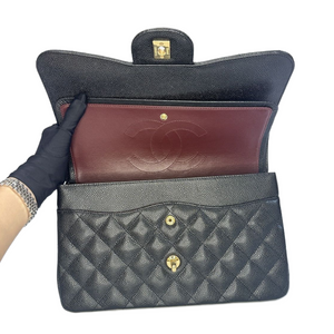 CHANEL CF JUMBO BLACK CAVIAR LEATHER GHW