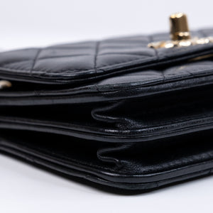 CHANEL MINI TRENDY CC WALLET ON CHAIN LAMBSKIN LEATHER BLACK LGHW