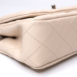CHANEL 25S MINI COCO CRUSH HANDLE BAG CAVIAR BEIGE LGHW(MICROCHIP)