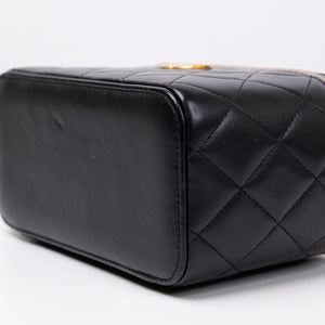 CHANEL LONG VANITY CASE WITH CHAIN LAMBSKIN BLACK GHW