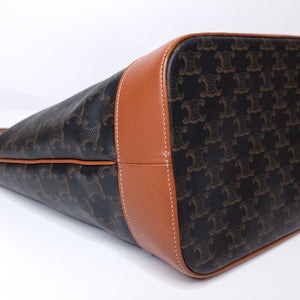 CELINE MEDIUM BUCKET IN TRIOMPHE CANVAS AND CALF SKIN BAG