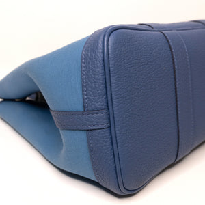 HERMES GARDEN PARTY 30 CANVAS / NEGONDA LEATHER BLUE AGATE SHW STAMP Z