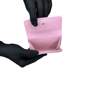 CHANEL CF CARD HOLDER PINK LAMBSKIN