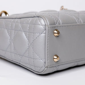 CHRISTIAN DIOR MINI LADY DIOR OPALINE GREY GHW