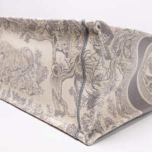 CHRISTIAN DIOR MEDIUM DIOR BOOK TOTE GREY TOILE DE JOUY EMBROIDERY