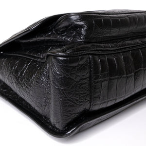 SAINT LAURENT MEDIUM NIKI BAG CROCODILE-EMBOSSED BLACK CALFSKIN BLACK HARDWARE