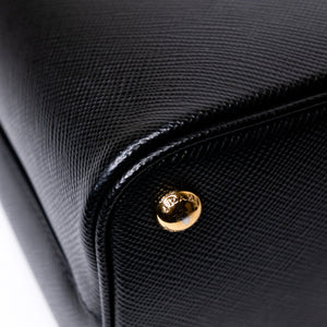 PRADA PANIER SMALL SAFFIANO LEATHER BAG BLACK GHW
