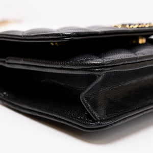 CHANEL 25K HANDLE WALLET ON CHAIN CAVIAR LEATHER BLACK GHW (MICROCHIP)