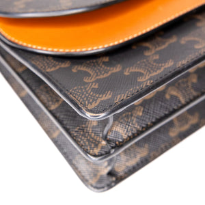 CELINE DOUBLE FLAP TRIOMPHE CANVAS WALLET ON STRAP