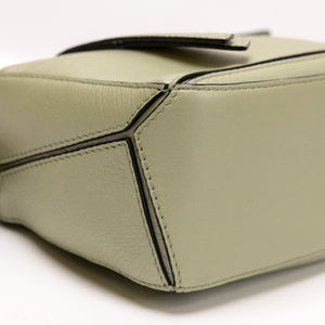 LOEWE MINI PUZZLE PEARL GREEN CALFSKIN SHW