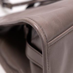 PRADA MEDIUM LEATHER TOTE BAG PEWTER CALFSKIN LEATHER SHW