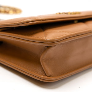 CHANEL 19 WALLET ON CHAIN LAMBSKIN CARAMEL MULTICOLOUR HARDWARE(MICROCHIP))
