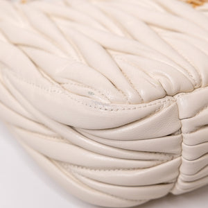 MIUMIU WANDER MATELASSE MINI HOBO BAG NAPPA WHITE LAMBSKIN GHW