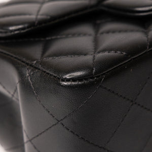 CHANEL MINI SQUARE FLAP BAG LAMBSKIN SO BLACK