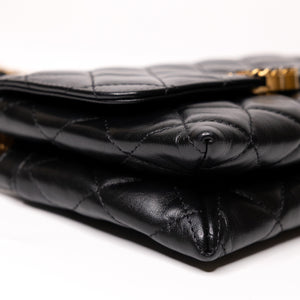 CHANEL 23K SLING SMALL FLAP BAG BLACK CALFSKIN LEATHER GHW