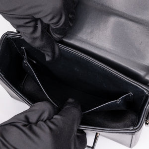 CHRISTIAN DIOR 30 MONTAIGNE CHAIN TOP HANDLE BAG LAMBSKIN LEATHER DARK SILVER HARDWARE