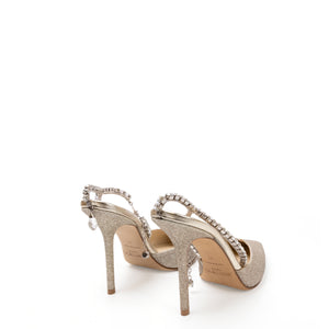 JIMMY CHOO SAEDA 100 PLATINUM ICE/CRYSTAL SIZE 37