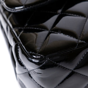 CHANEL JUMBO CLASSIC DOUBLE FLAP BAG PATENT BLACK SHW