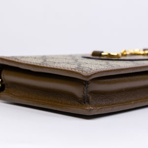 GUCCI HORSEBIT 1955 WALLET ON CHAIN GG SUPREME CANVAS BEIGE/DARK BROWN GHW