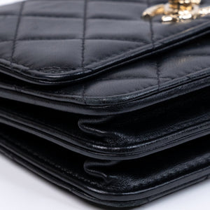 CHANEL MINI TRENDY CC WALLET ON CHAIN LAMBSKIN LEATHER BLACK LGHW