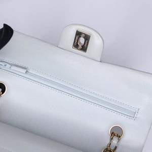CHANEL SMALL CLASSIC DOUBLE FLAP LIGHT GREY LAMBSKIN LGHW
