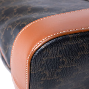 CELINE MEDIUM BUCKET IN TRIOMPHE CANVAS AND CALF SKIN BAG
