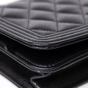 CHANEL BOY WALLET ON CHAIN CAVIAR BLACK GHW