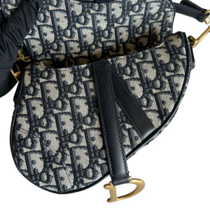 CHRISTIAN DIOR MINI SADDLE BLUE OBLIQUE GHW