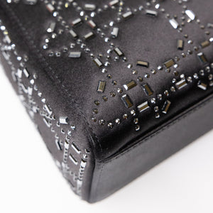 CHRISTIAN DIOR MINI LADY DIOR SATIN CRYSTAL BLACK SHW