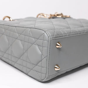 CHRISTIAN DIOR MY ABC DIOR SMALL LADY DIOR LAMBSKIN GRAY STONE GHW