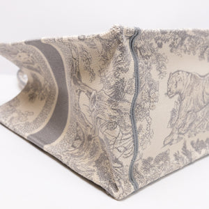 CHRISTIAN DIOR MEDIUM DIOR BOOK TOTE GREY TOILE DE JOUY EMBROIDERY