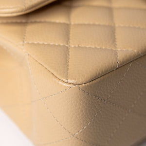 CHANEL CLASSIC FLAP MEDIUM BEIGE CAVIAR LEATHER GHW (MICROCHIP)