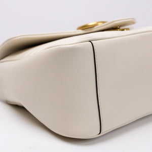 GUCCI GG MARMONT TOP HANDLE BAG LEATHER WHITE GHW