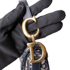CHRISTIAN DIOR MINI SADDLE BLUE OBLIQUE GHW WITH STRAP