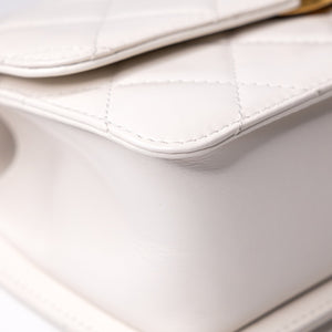 CHANEL 24C GOLD CRUSH MINI FLAP BAG WHITE CALFSKIN GHW