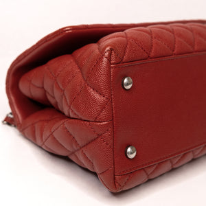CHANEL MEDIUM COCO HANDLE FLAP BAG RED CAVIAR LEATHER SHW