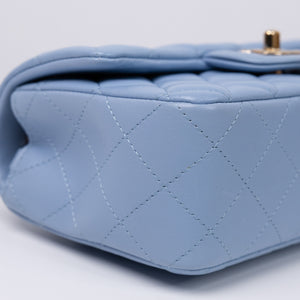 CHANEL MINI RECTANGULAR FLAP BAG LAMBSKIN BABY BLUE LGHW