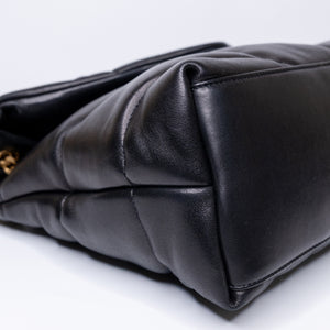 SAINT LAURENT PUFFER BAG MEDIUM BLACK NAPPA LEATHER GHW