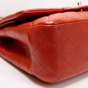 CHANEL JUMBO CLASSIC DOUBLE FLAP RED CAVIAR LEATHER GHW