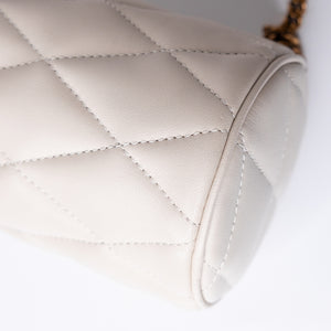 SAINT LAURENT SADE TUBE SHOULDER BAG MINI WHITE GHW