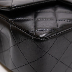 CHANEL MINI RECTANGULAR FLAP BAG LAMBSKIN BLACK LGHW (MICROCHIP)