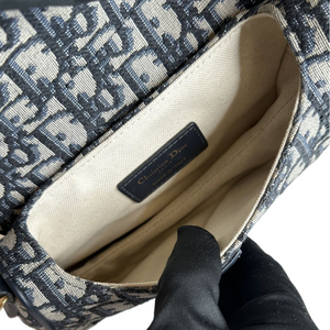 CHRISTIAN DIOR MINI SADDLE BLUE OBLIQUE GHW