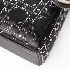 CHRISTIAN DIOR MINI LADY DIOR SATIN CRYSTAL BLACK SHW