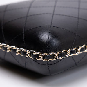 CHANEL VERTICAL PHONE CASE BLACK LAMBSKIN GHW