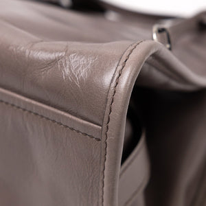 PRADA MEDIUM LEATHER TOTE BAG PEWTER CALFSKIN LEATHER SHW