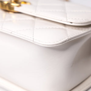 CHANEL 24C GOLD CRUSH MINI FLAP BAG WHITE CALFSKIN GHW