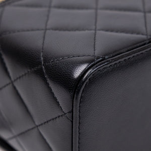 CHANEL LONG VANITY CASE WITH CHAIN LAMBSKIN BLACK GHW