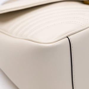 GUCCI GG MARMONT TOP HANDLE BAG LEATHER WHITE GHW
