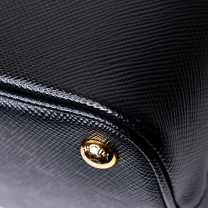 PRADA PANIER SMALL SAFFIANO LEATHER BAG BLACK GHW