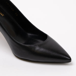 SAINT LAURENT BLACK LEATHER OPYUM PUMPS SIZE 36